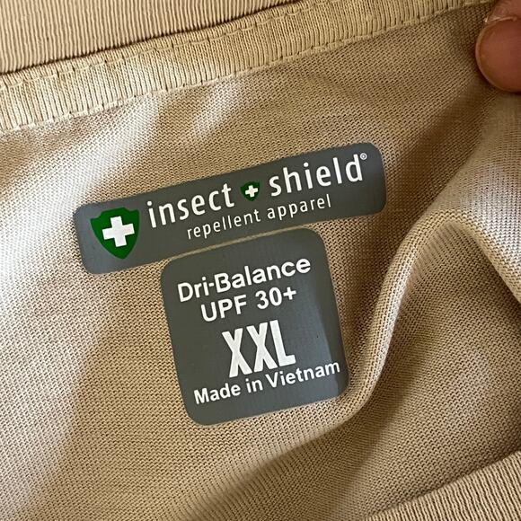 Insect Shield Men's UPF 30+ Dri-Balance Long Sleeve Pocket T-Shirt XXL Beige - Picture 3 of 9